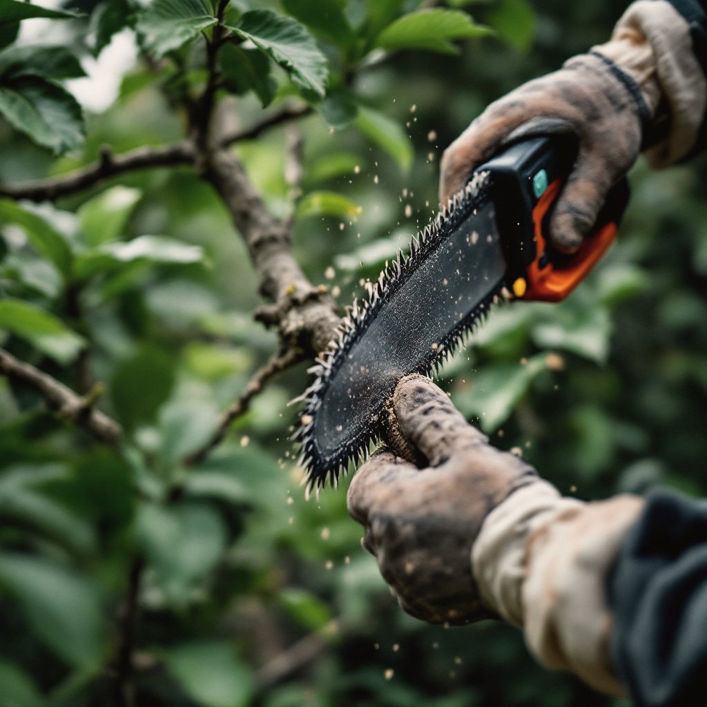 Clean pruning cut being made on a healthy branch